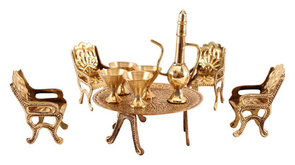 Brass Handcrafted Maharaja Style Dining Table Set Figurines, Miniatures, Showpieces, Home Decor