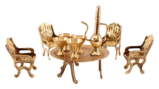 Brass Handcrafted Maharaja Style Dining Table Set Figurines, Miniatures, Showpieces, Home Decor
