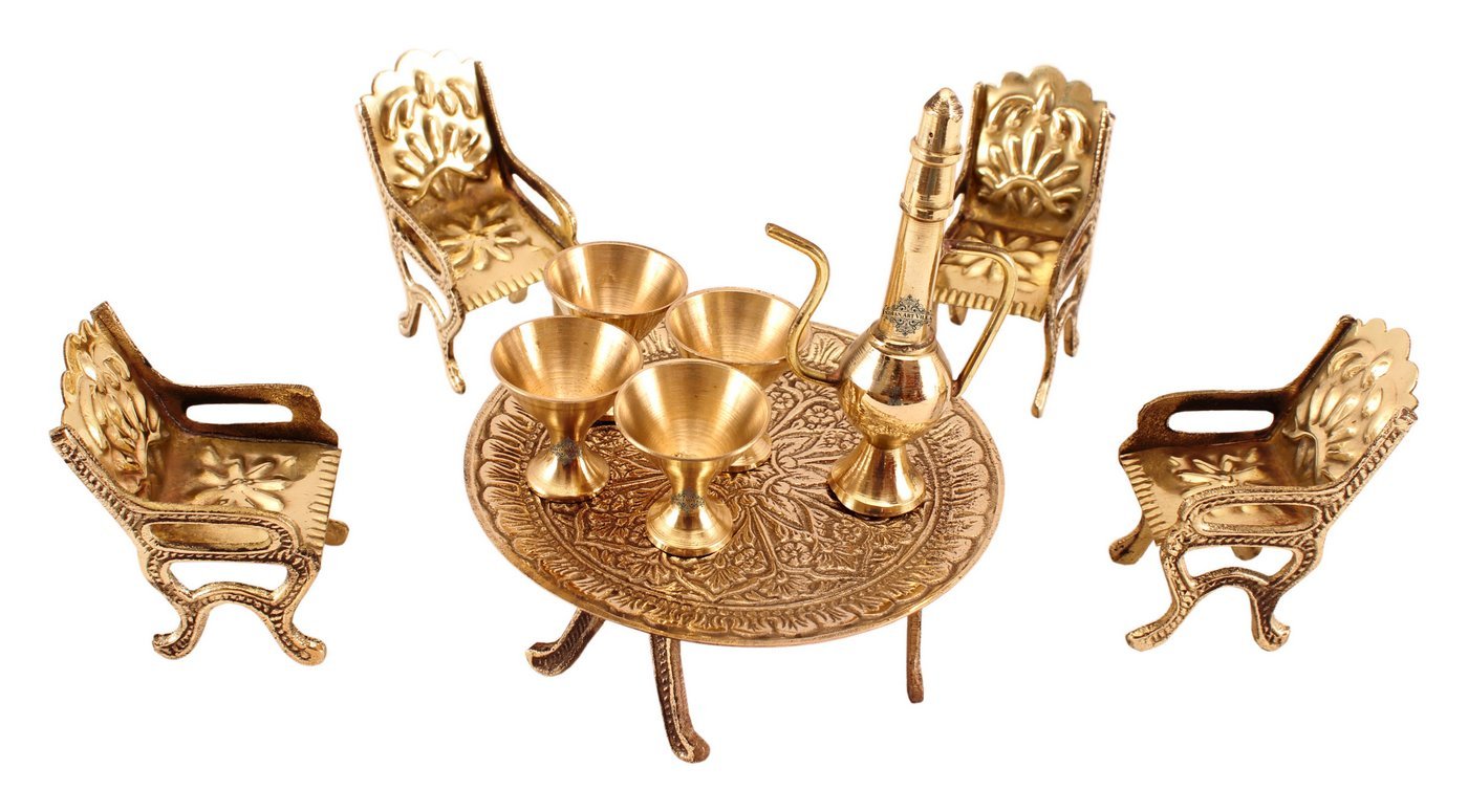 Brass Handcrafted Maharaja Style Dining Table Set Figurines, Miniatures, Showpieces, Home Decor