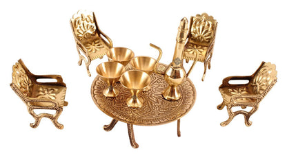 Brass Handcrafted Maharaja Style Dining Table Set Figurines, Miniatures, Showpieces, Home Decor