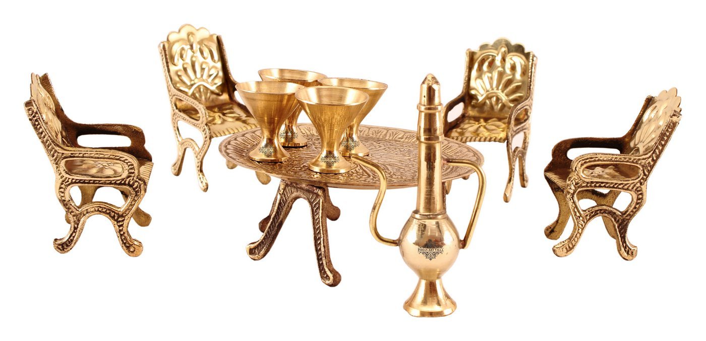 Brass Handcrafted Maharaja Style Dining Table Set Figurines, Miniatures, Showpieces, Home Decor