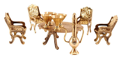 Brass Handcrafted Maharaja Style Dining Table Set Figurines, Miniatures, Showpieces, Home Decor