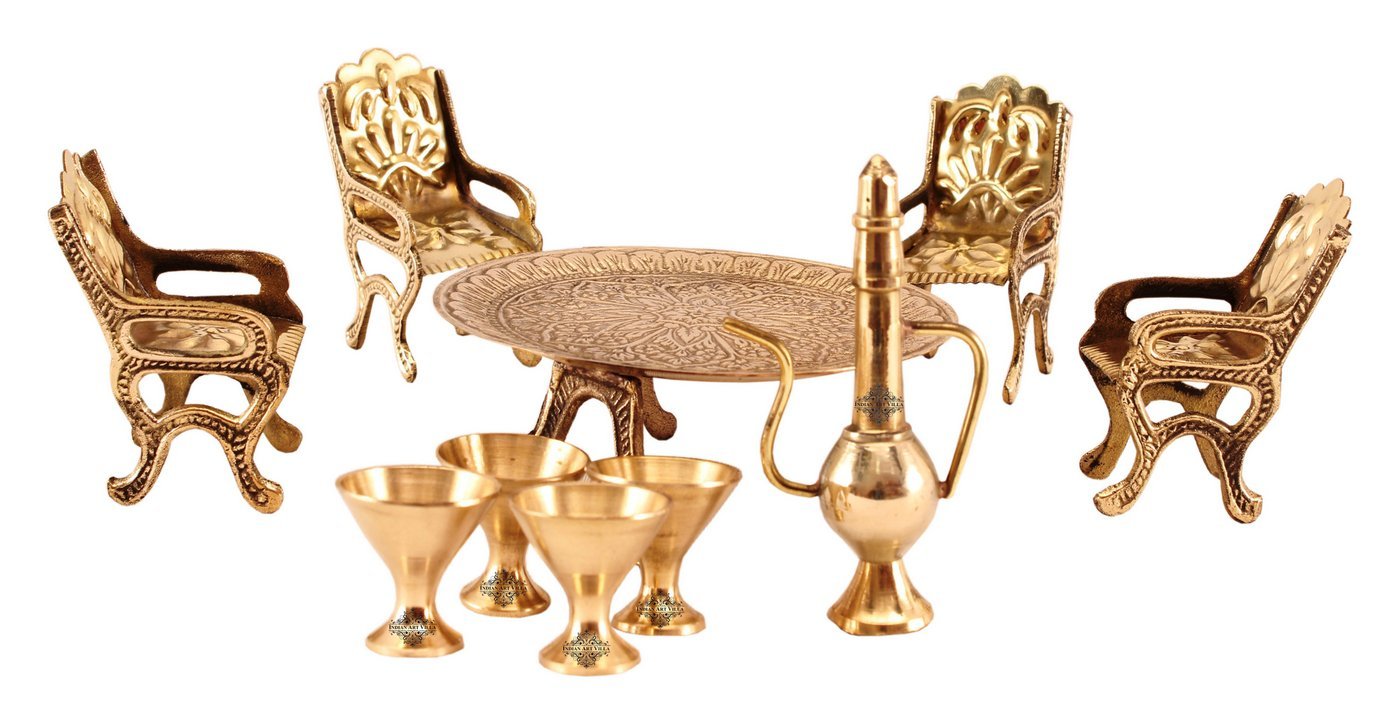 Brass Handcrafted Maharaja Style Dining Table Set Figurines, Miniatures, Showpieces, Home Decor