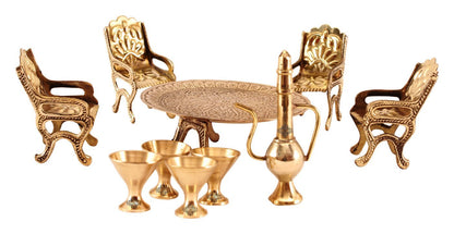 Brass Handcrafted Maharaja Style Dining Table Set Figurines, Miniatures, Showpieces, Home Decor