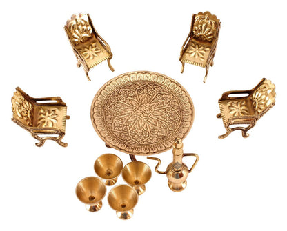 Brass Handcrafted Maharaja Style Dining Table Set Figurines, Miniatures, Showpieces, Home Decor