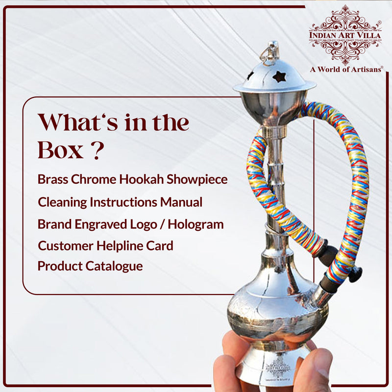 Handmade Pure Brass Chrome Finish Designer Hookah- Home Decor