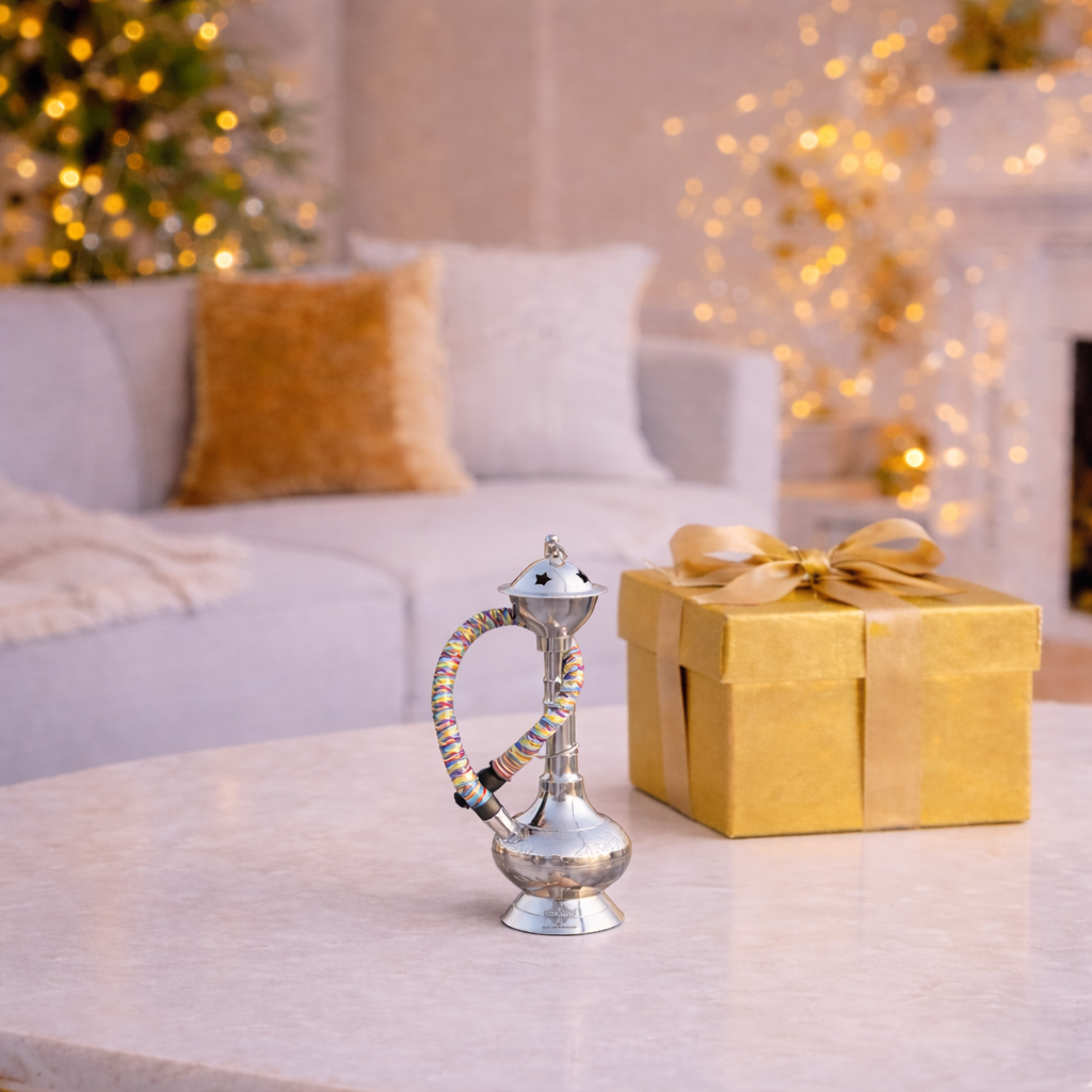 Handmade Pure Brass Chrome Finish Designer Hookah- Home Decor