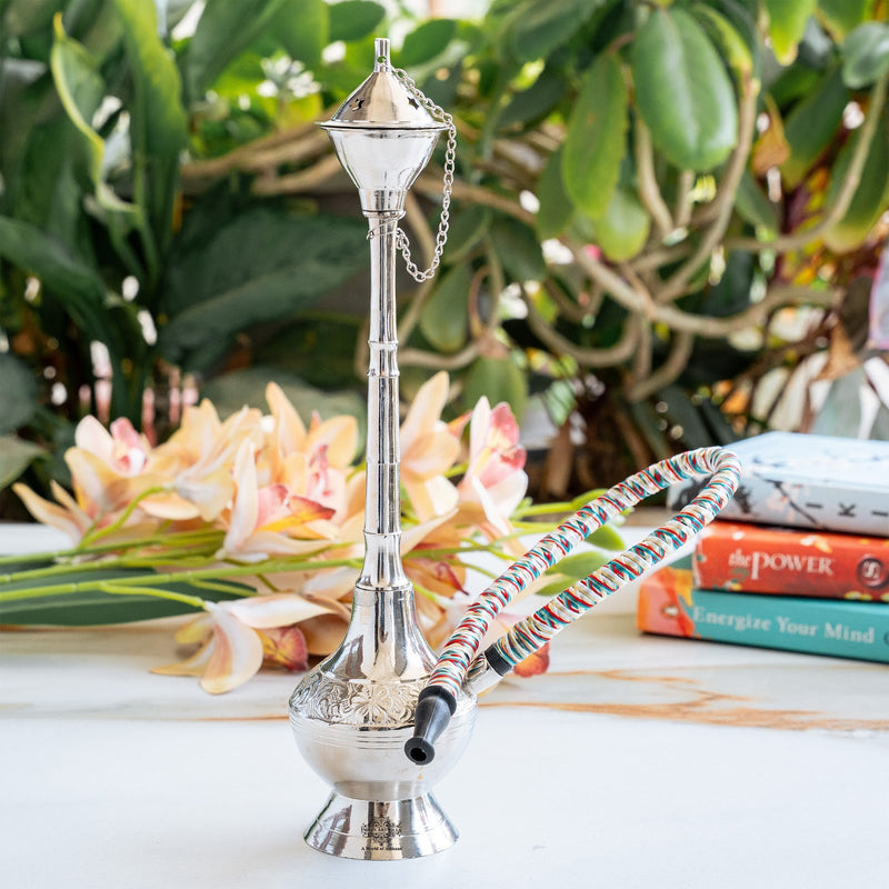 Handmade Pure Brass Chrome Finish Designer Hookah- Home Decor