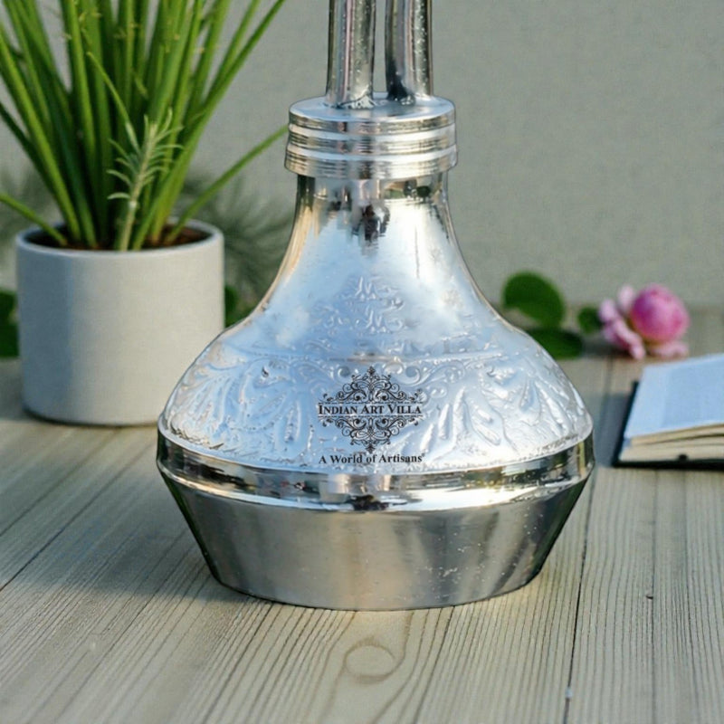Pure Brass Chrome Finish Designer Mini Hookah Showpiece - Home Decor
