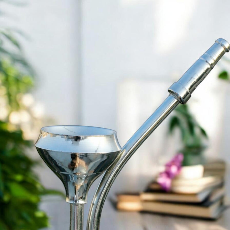 Pure Brass Chrome Finish Designer Mini Hookah Showpiece - Home Decor