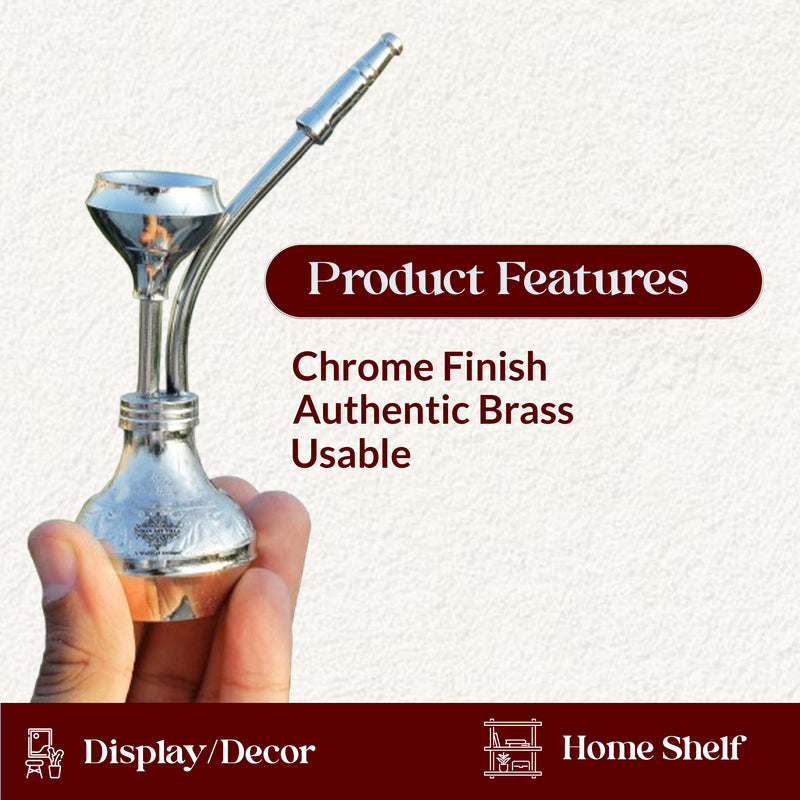 Pure Brass Chrome Finish Designer Mini Hookah Showpiece - Home Decor