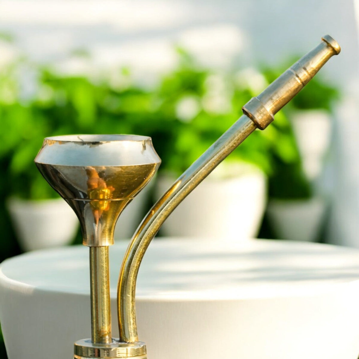Gold Finish Designer Brass Mini Pocket Hookah Chillum for Home Decor