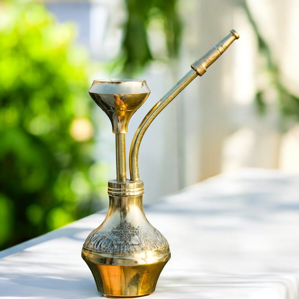 Gold Finish Designer Brass Mini Pocket Hookah Chillum for Home Decor