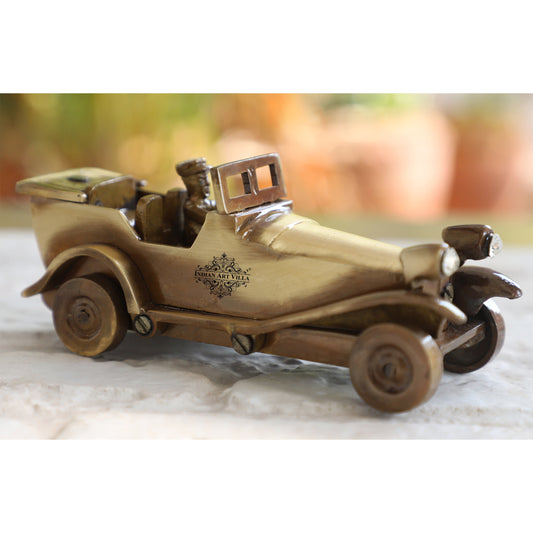 Brass Handcrafted Vintage Open Car Showpiece Figurine, Home Hotel Office Decorative Item, Size-5x11.5 cm