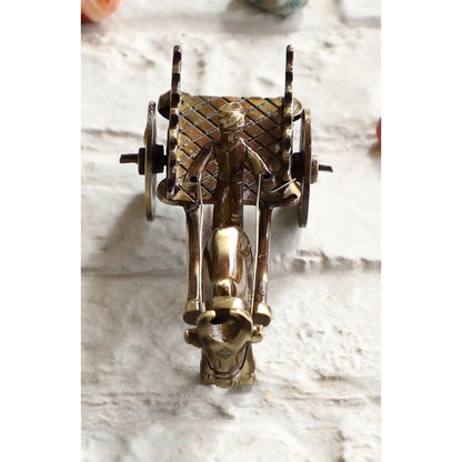 Brass Handcrafted Open Bull Cart Showpiece Figurine, Home Hotel Office Decorative Item, Size-4.5x11.5 cm