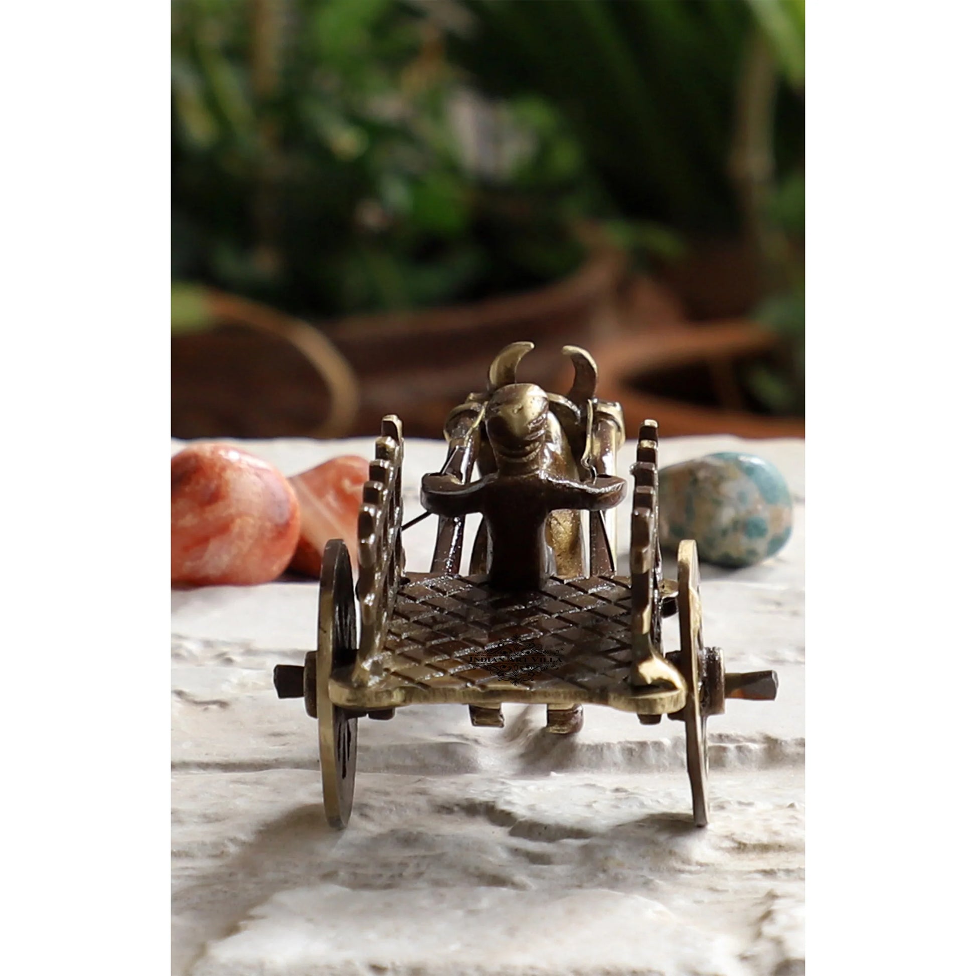Brass Handcrafted Open Bull Cart Showpiece Figurine, Home Hotel Office Decorative Item, Size-4.5x11.5 cm