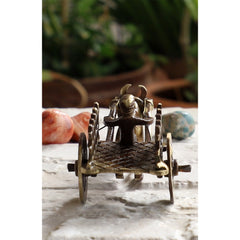 Brass Handcrafted Open Bull Cart Showpiece Figurine, Home Hotel Office Decorative Item, Size-4.5x11.5 cm