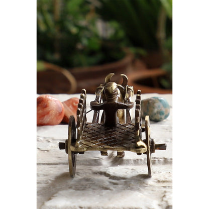 Brass Handcrafted Open Bull Cart Showpiece Figurine, Home Hotel Office Decorative Item, Size-4.5x11.5 cm