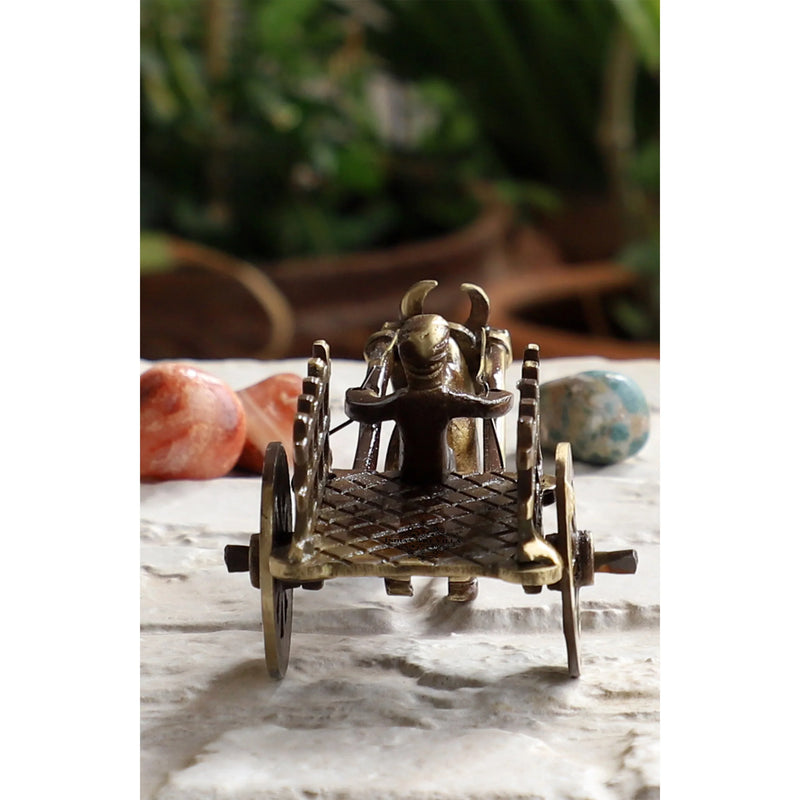 Brass Handcrafted Open Bull Cart Showpiece Figurine, Home Hotel Office Decorative Item, Size-4.5x11.5 cm