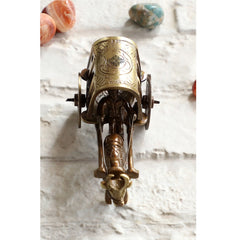 Brass Handcrafted Bull Cart Showpiece Figurine, Home Hotel Office Decorative Item, Size-5x11 cm