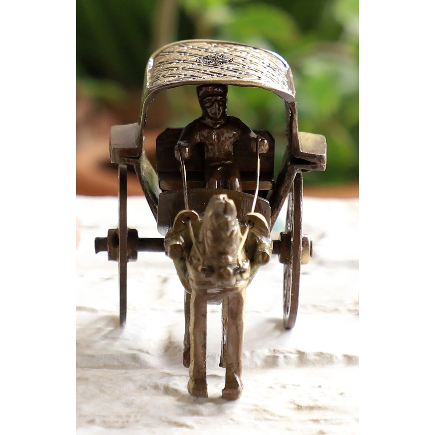 Brass Handcrafted Horse Carriage Showpiece Figurine, Home Hotel Office Decorative Item, Size-6.5x12.5 cm