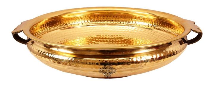 Pure Brass Hammered Design Urli/Decorative Bowl/Decorative Platter, Home Décor & Festive Item
