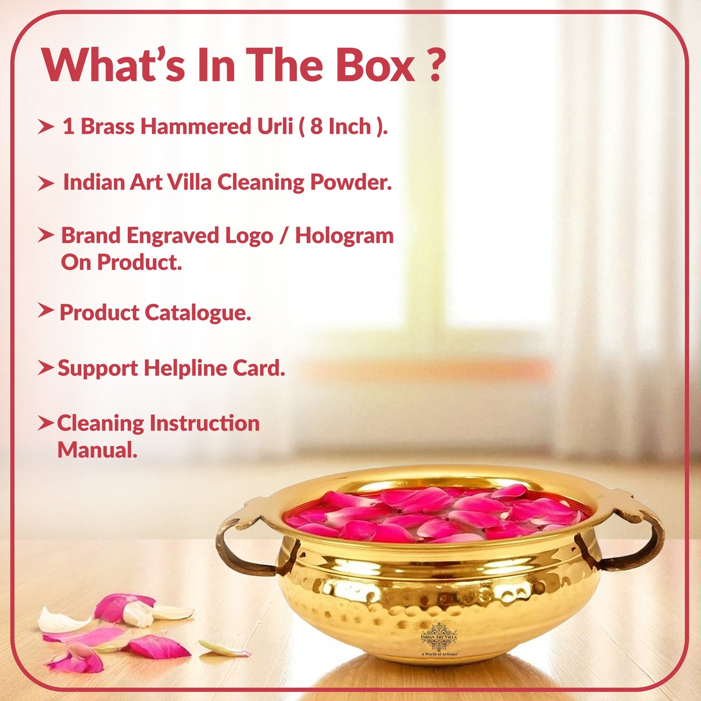 Pure Brass Hammered Design Urli/Decorative Bowl/Decorative Platter, Home Décor & Festive Item