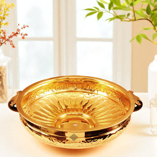 Pure Brass Embossed Design Urli/Decorative Bowl/Decorative Platter, Home Décor & Festive Item