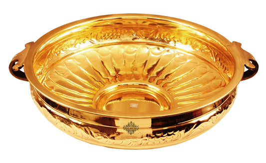 Pure Brass Embossed Design Urli/Decorative Bowl/Decorative Platter, Home Décor & Festive Item