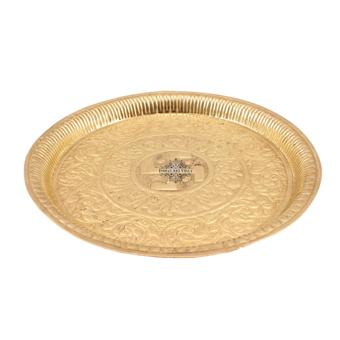 Brass Swastik Design Pooja Thali Plate|Poojan Temple Home
