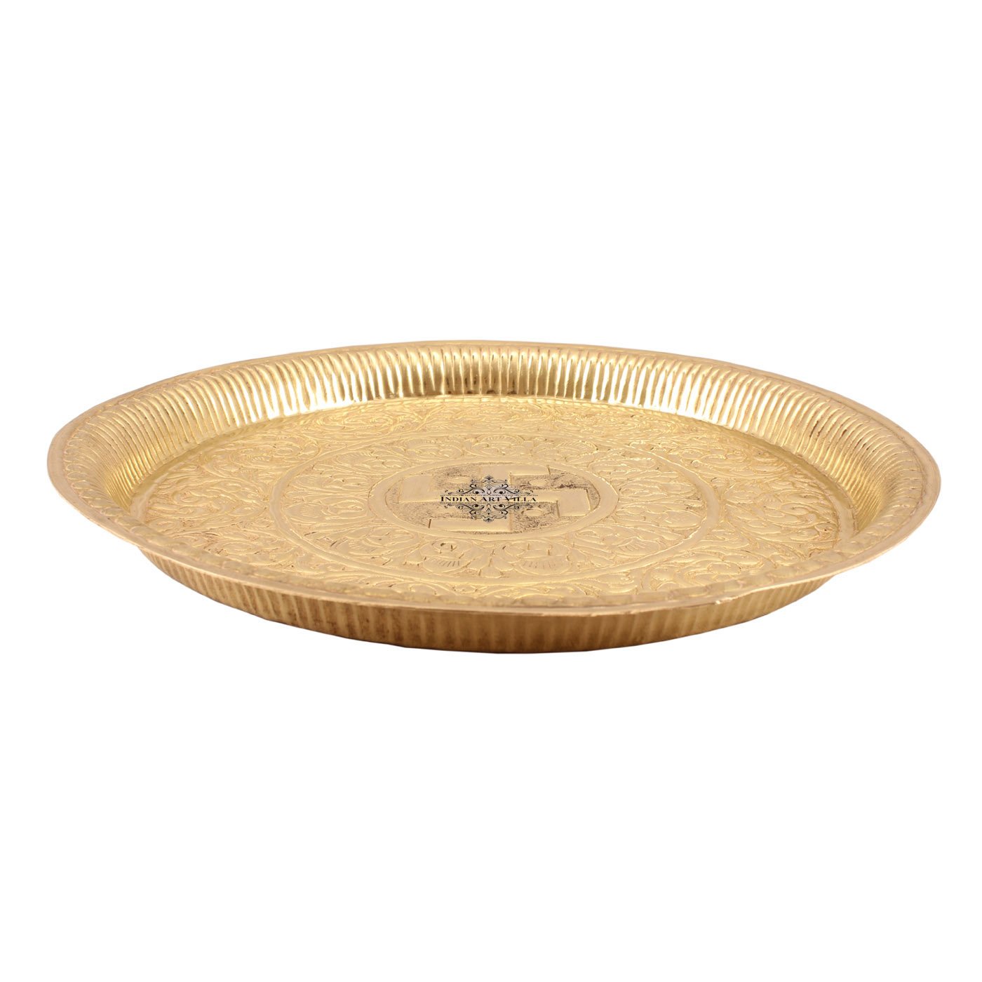 Brass Swastik Design Pooja Thali Plate|Poojan Temple Home