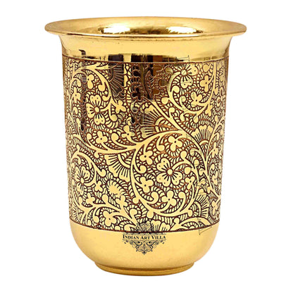 Pure Brass Embossed Design Curved Glass -280 ML