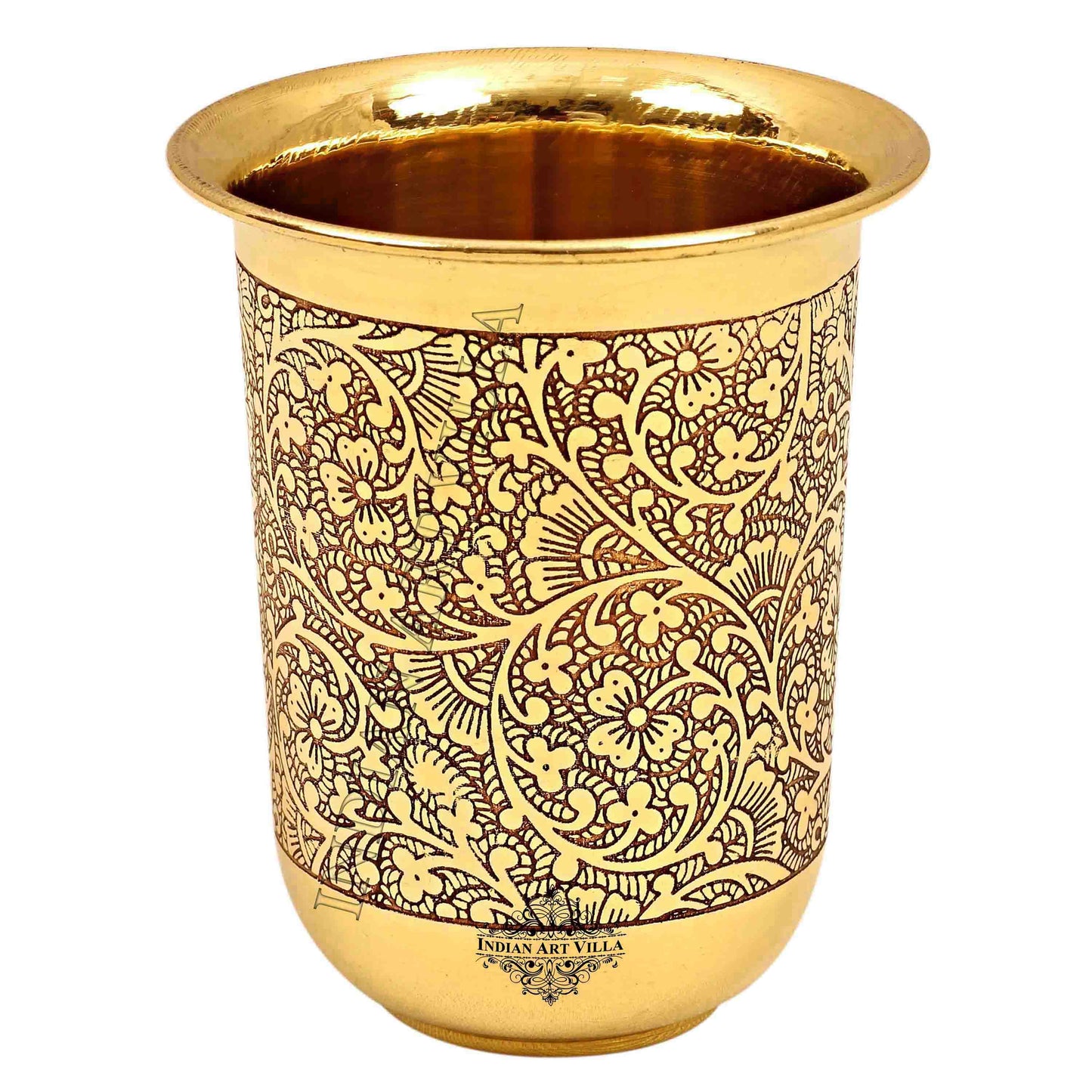 Pure Brass Embossed Design Curved Glass -280 ML