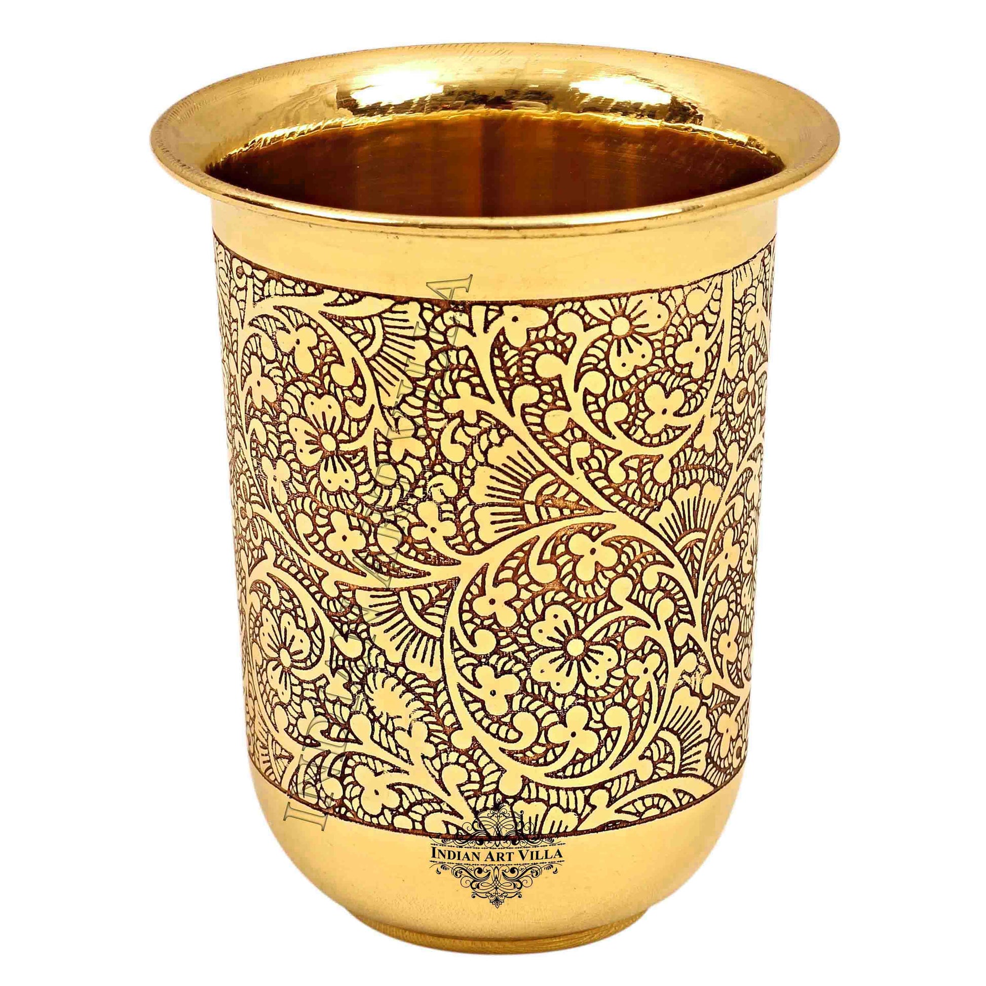 Pure Brass Embossed Design Curved Glass -280 ML