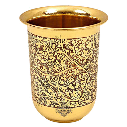 Pure Brass Embossed Design Curved Glass -280 ML