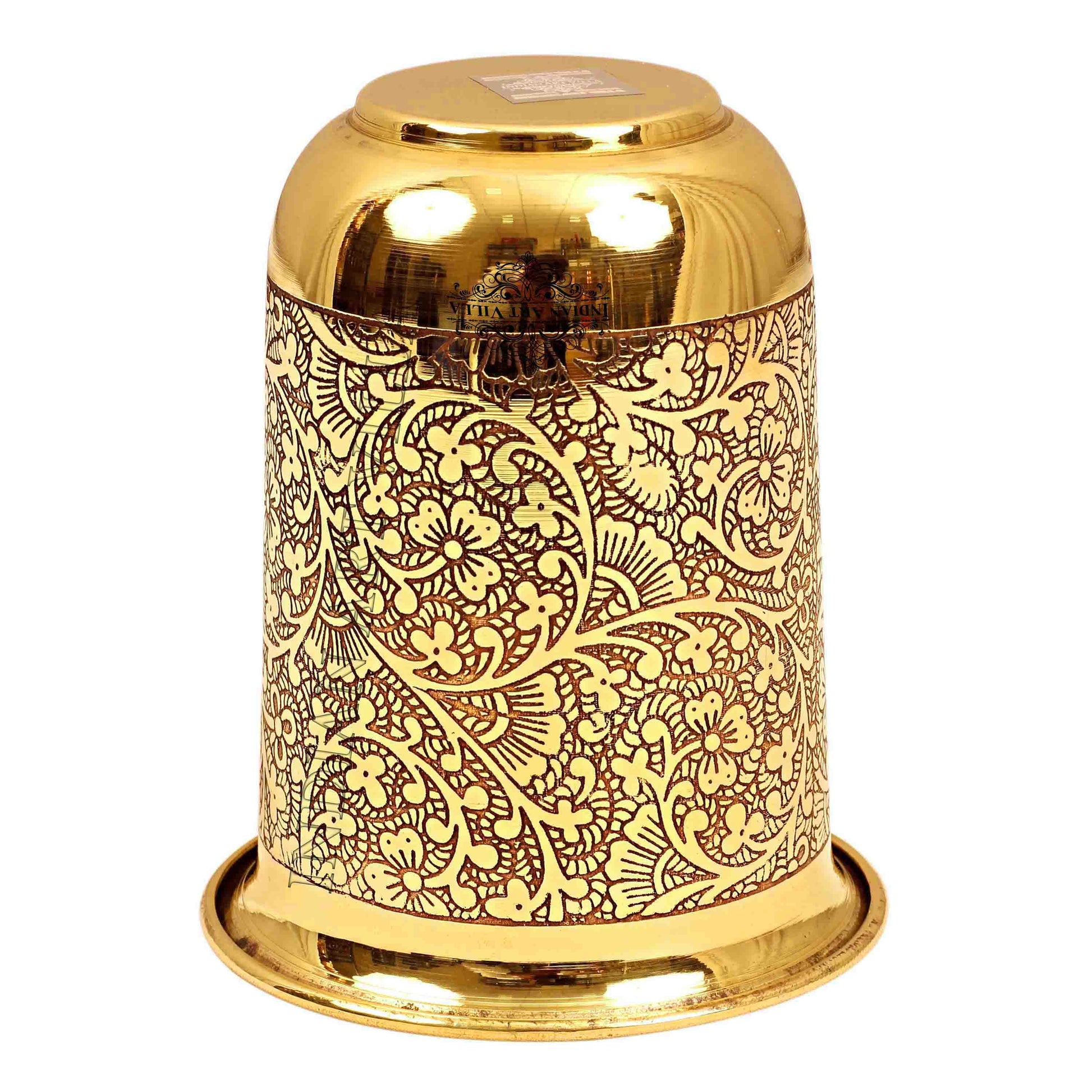 Pure Brass Embossed Design Curved Glass -280 ML