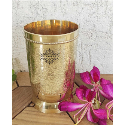 Brass Embossed Tumblers Set - 300 ML