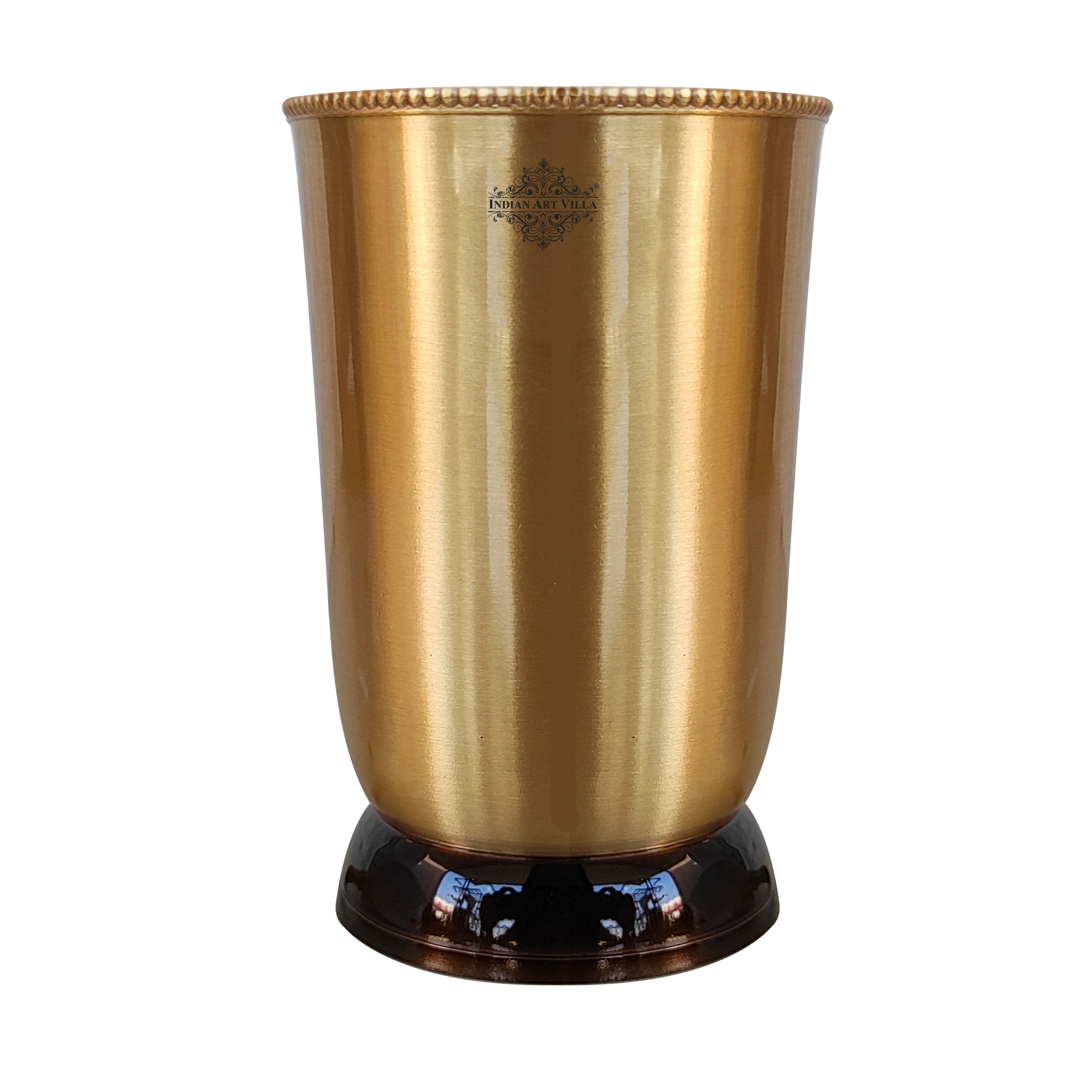 Pure Brass Matt Finish Glass/Tumbler With Brass & Black Bottom -250 ML