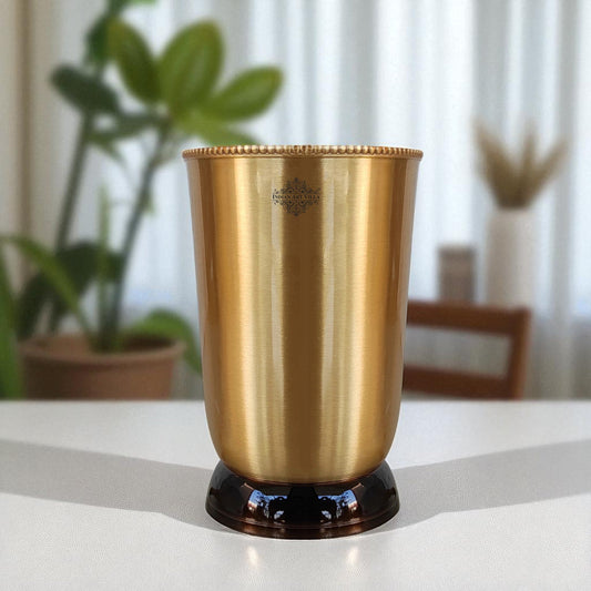 Pure Brass Matt Finish Glass/Tumbler With Brass & Black Bottom -250 ML