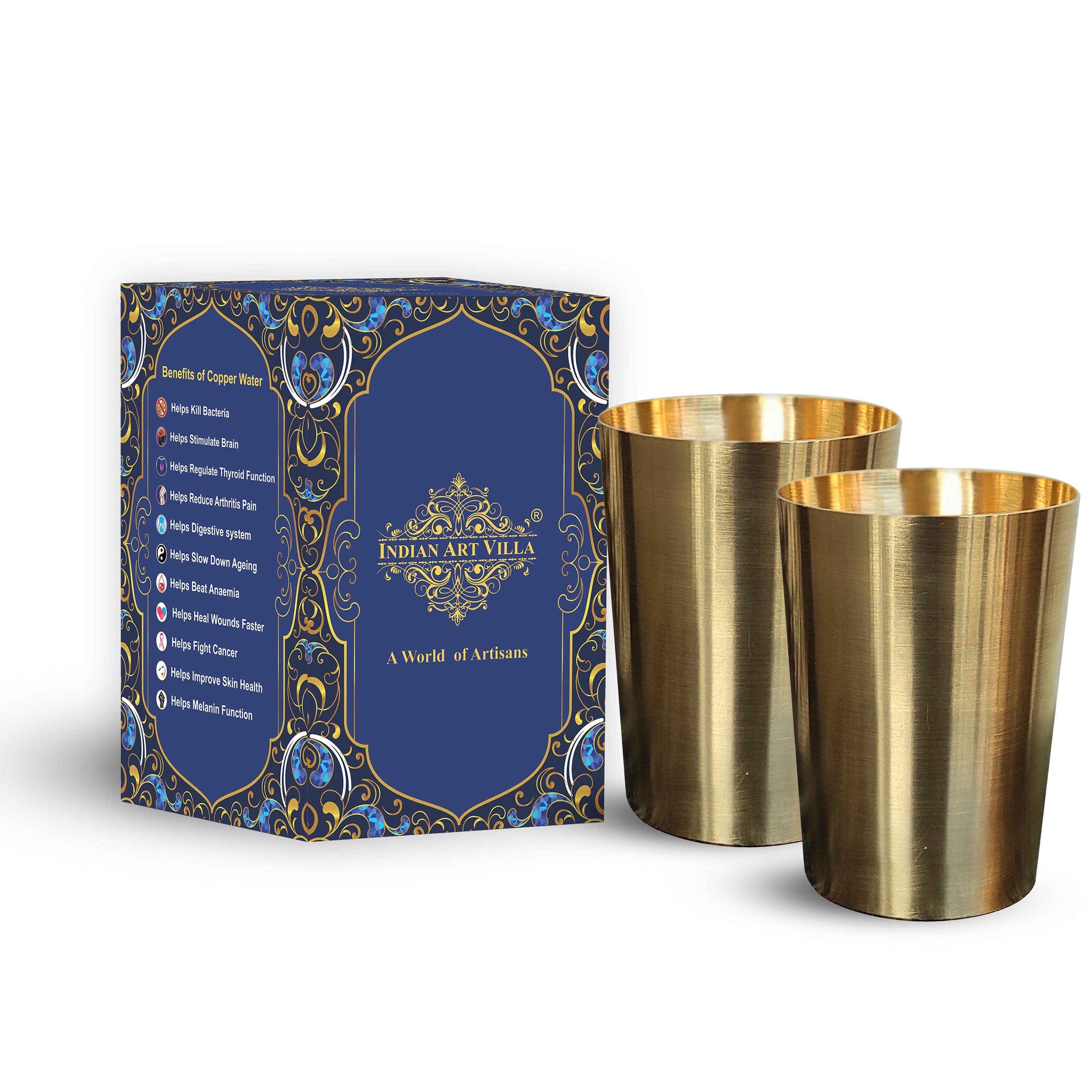 Pure Brass Matt Finish Glass -300 ML