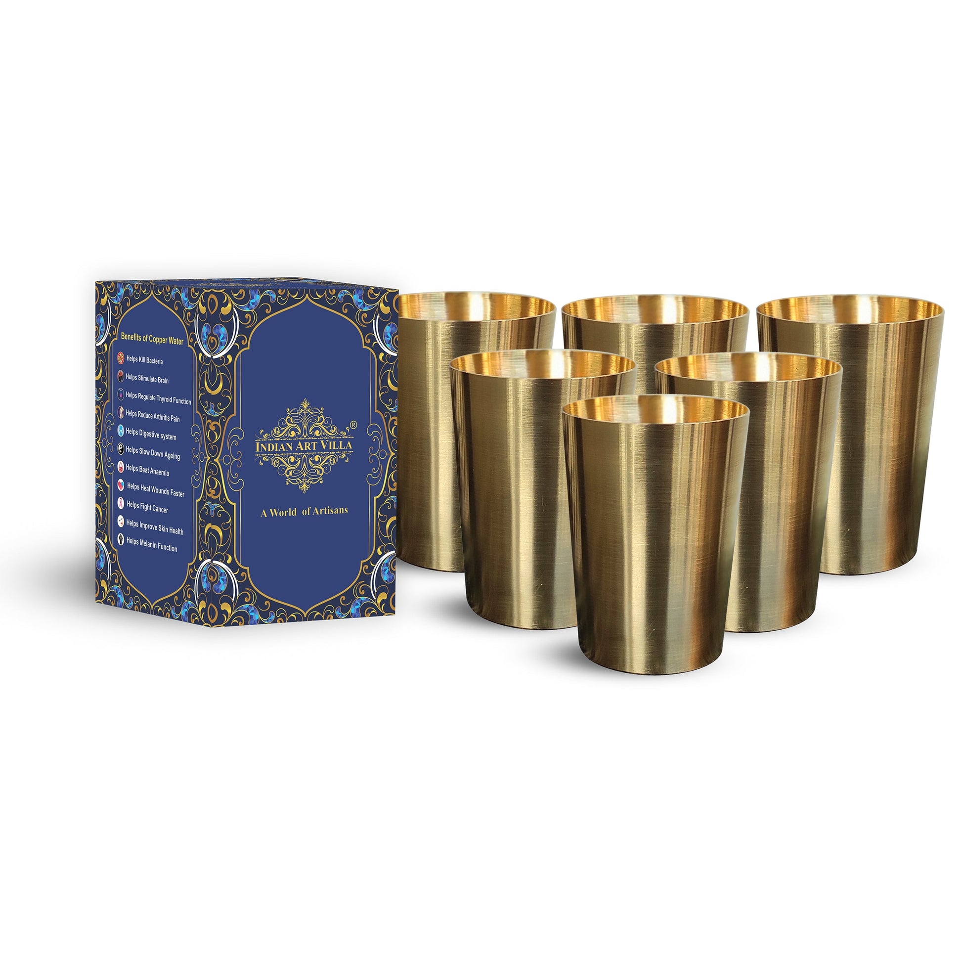 Pure Brass Matt Finish Glass -300 ML