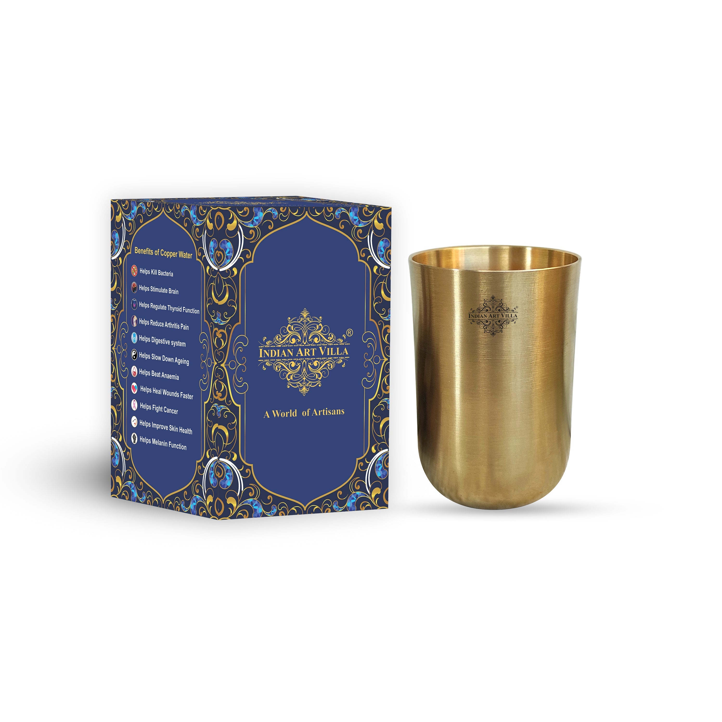 Brass Glass  With Matt Finish, Volume-300 ML