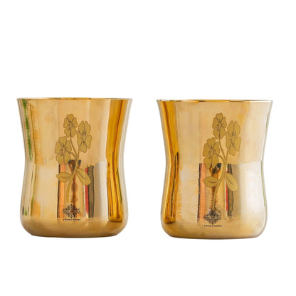 Pure Brass Glass With Curve Laser Printed design