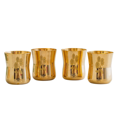 Pure Brass Glass With Curve Laser Printed design