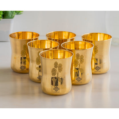 Pure Brass Glass With Curve Laser Printed design