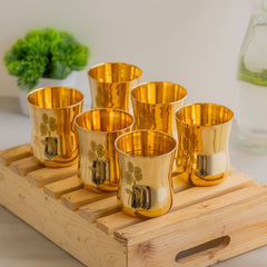 Pure Brass Glass With Curve Laser Printed design