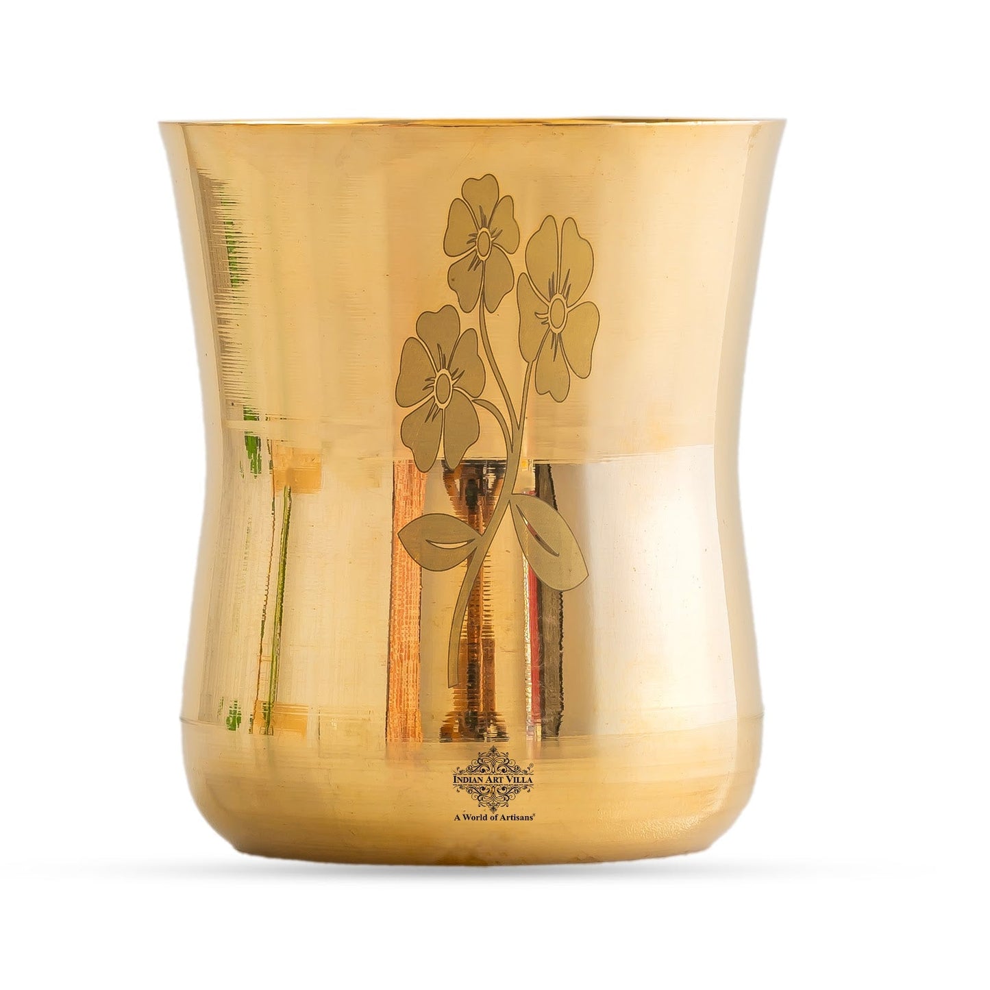 Pure Brass Glass With Curve Laser Printed design