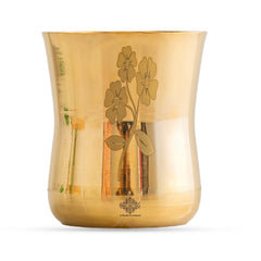 Pure Brass Glass With Curve Laser Printed design
