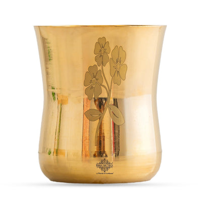 Pure Brass Glass With Curve Laser Printed design