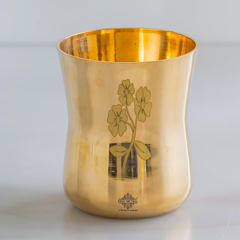 Pure Brass Glass With Curve Laser Printed design